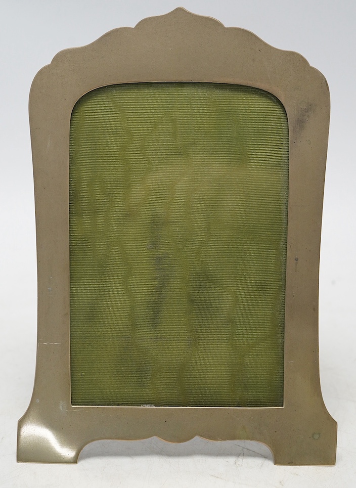 An early 20th century Chinese plain white metal mounted photograph frame, by Wang Hing, 18.7cm. Condition - fair